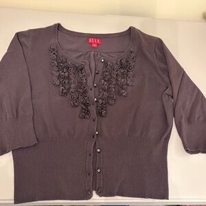 Elle Gray Cardigan with Ruffle Detail